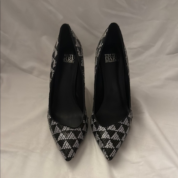 Edgy Black and Silver Studded Heels - Picture 1 of 5